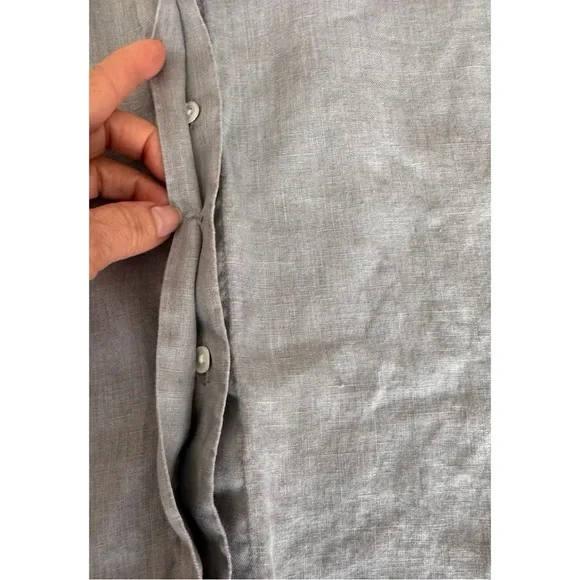 James Perse Linen Long Sleeves Button-Up Mini-Shirt Dress Sz 1 (S} - Picture 4 of 10